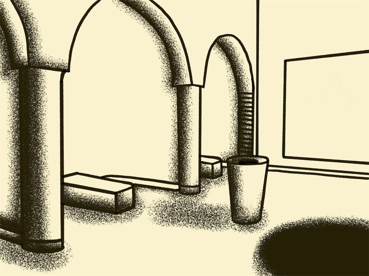 Illustration of the Salle des Départs, a room in Garches France.