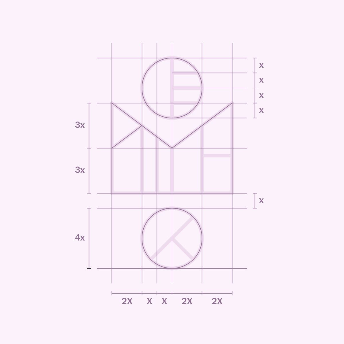 Refined logo redrawn to align cleanly with the same proportional measurement grid